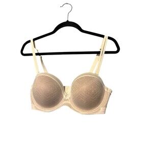 Ambrielle Multiway Strapless Bra Removable Straps Size 36D Beige Push Up